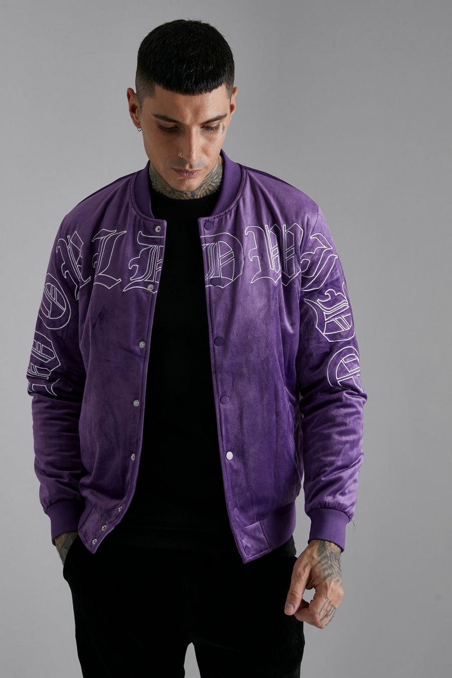 Lilac purple Tonal Worldwide Varsity Jacket 