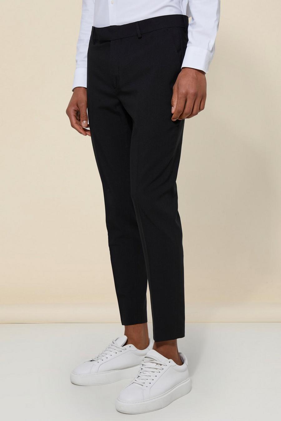 Black schwarz Skinny Crop Suit Trousers