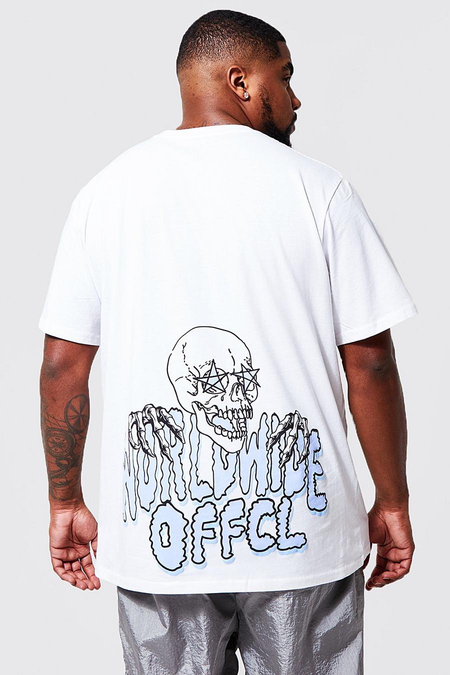 White Plus Skull Offcl Puff Back Print T-shirt image number 1