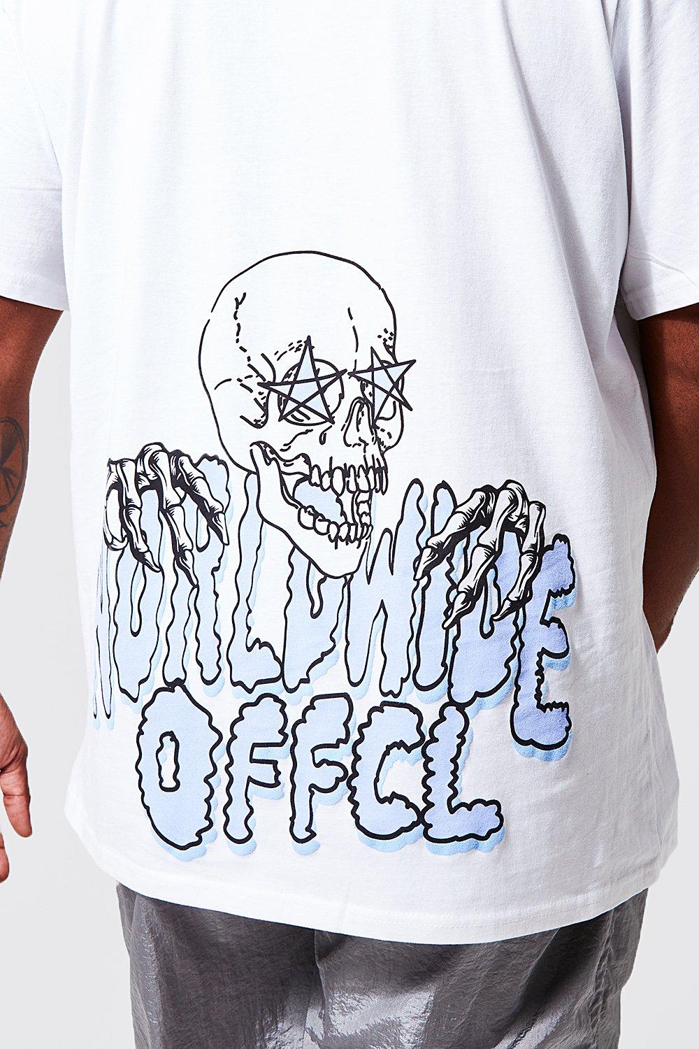 Plus Skull Offcl Puff Back Print T shirt boohoo IL