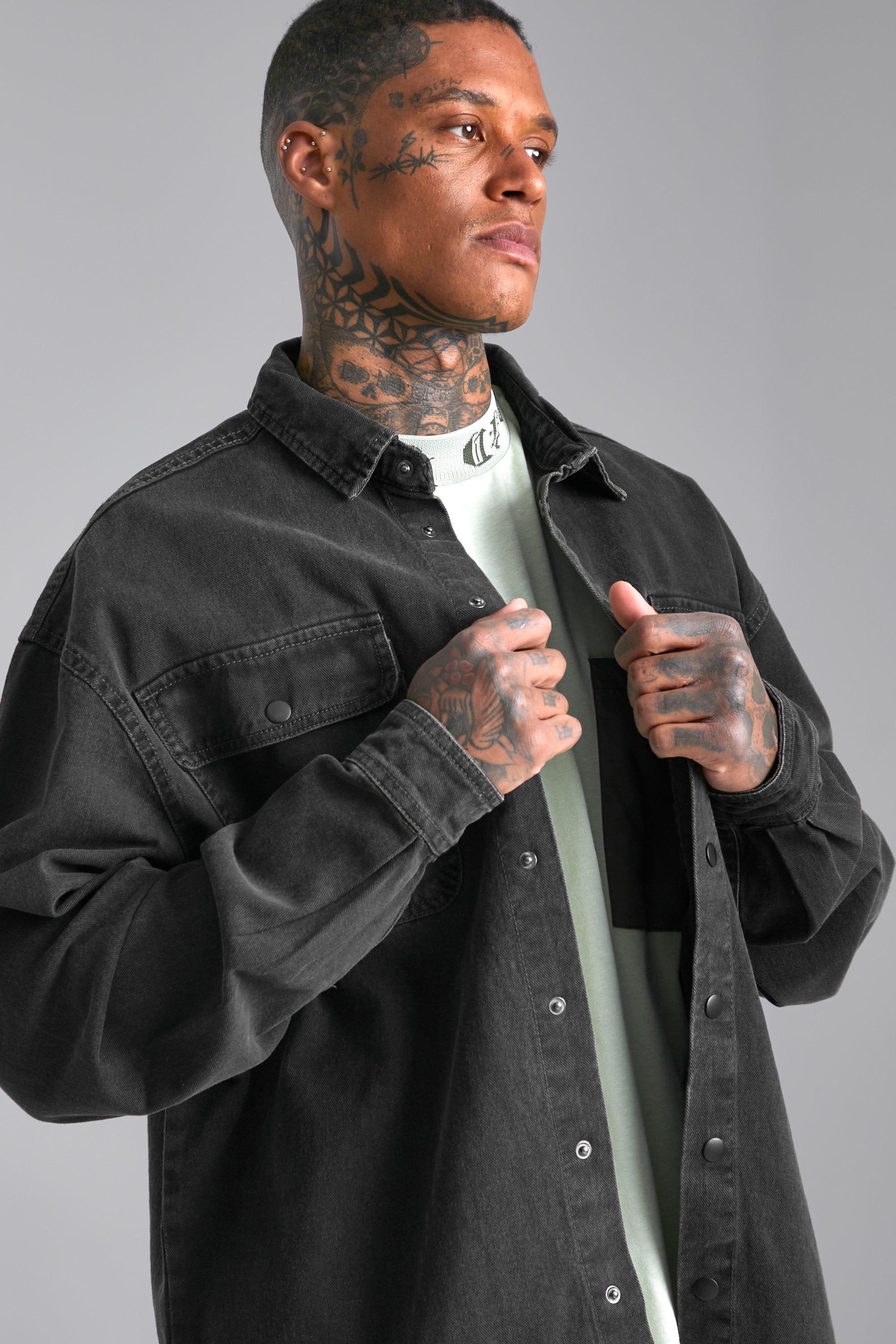 Oversized denim best sale shirt black