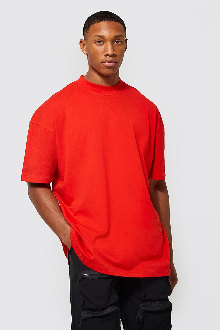 Red Oversized Extended Neck T-shirt