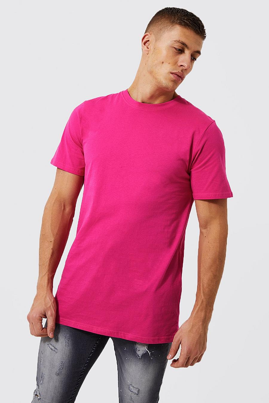 Pink Basic Longline T-shirt  image number 1