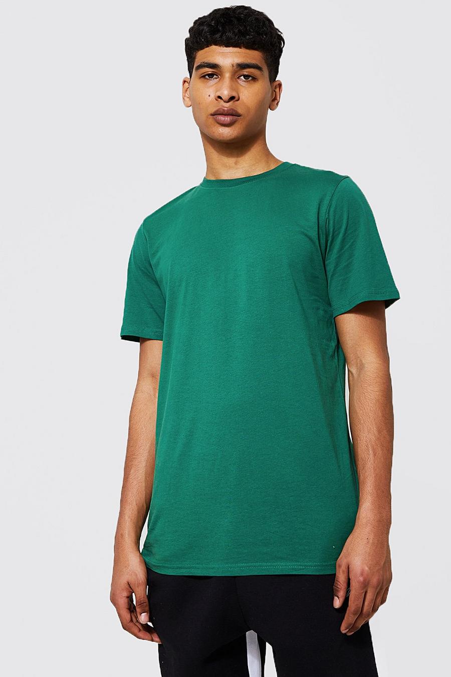 Green Basic Long Line T-Shirt image number 1