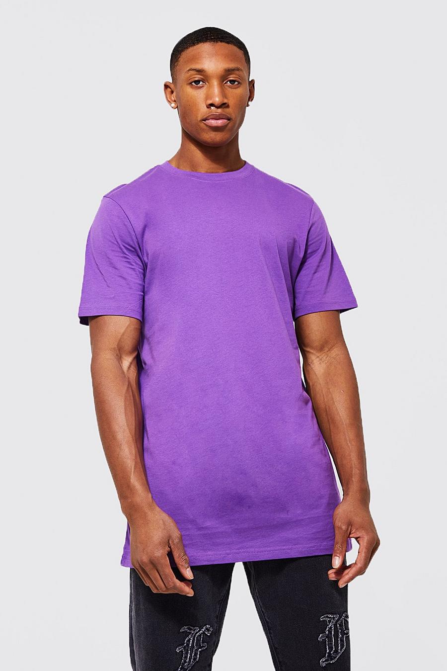 Purple Basic Long Line T-Shirt image number 1