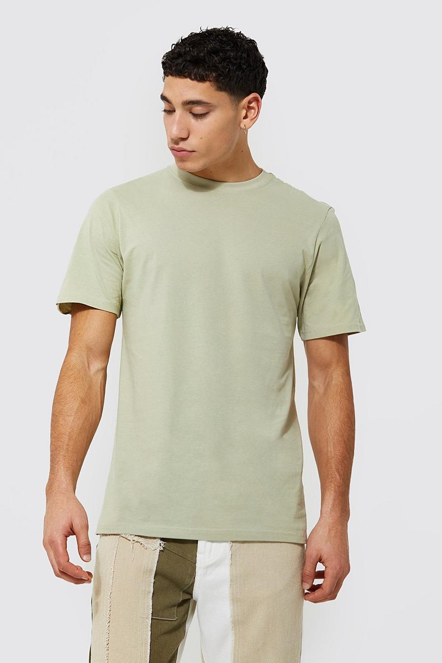 Sage grün Basic  Crew Neck T-shirt image number 1