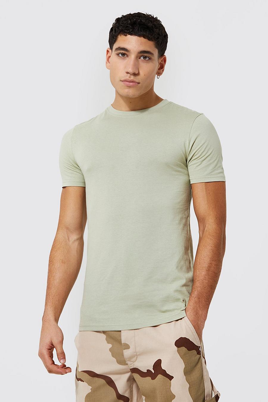 Sage vert Muscle Fit Crew Neck T-shirt image number 1