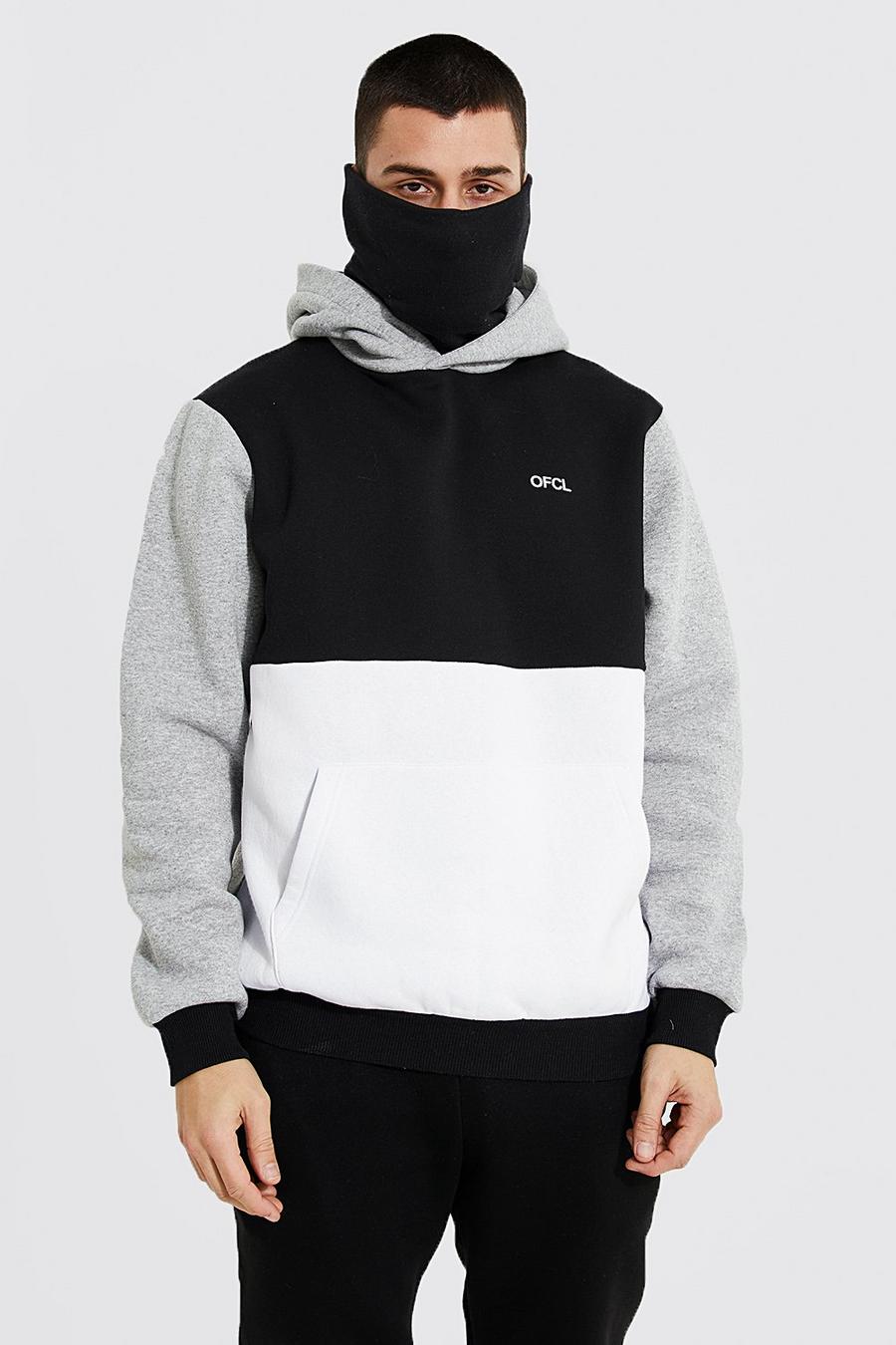 Grey marl Ofcl Colourblock Snood Hoodie image number 1