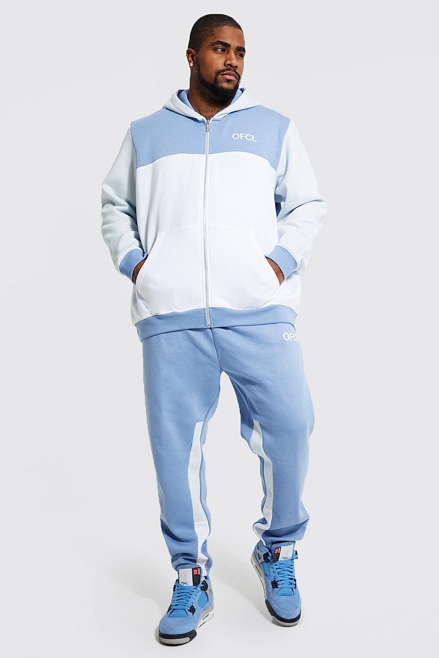 Blue Plus Ofcl Colour Block Zip Hooded Tracksuit image number 1