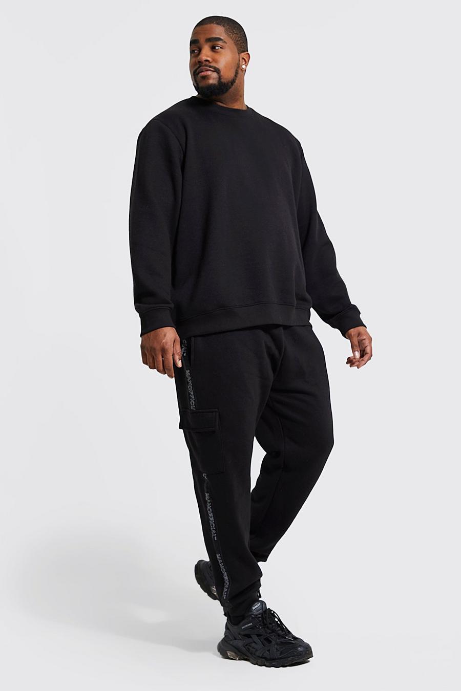 Black Plus Man Official Tape Cargo Tracksuit image number 1