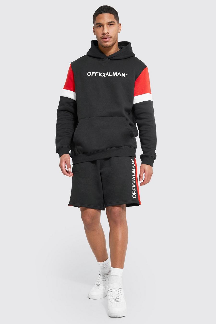 Red röd Tall Official Colour Block Short Tracksuit image number 1