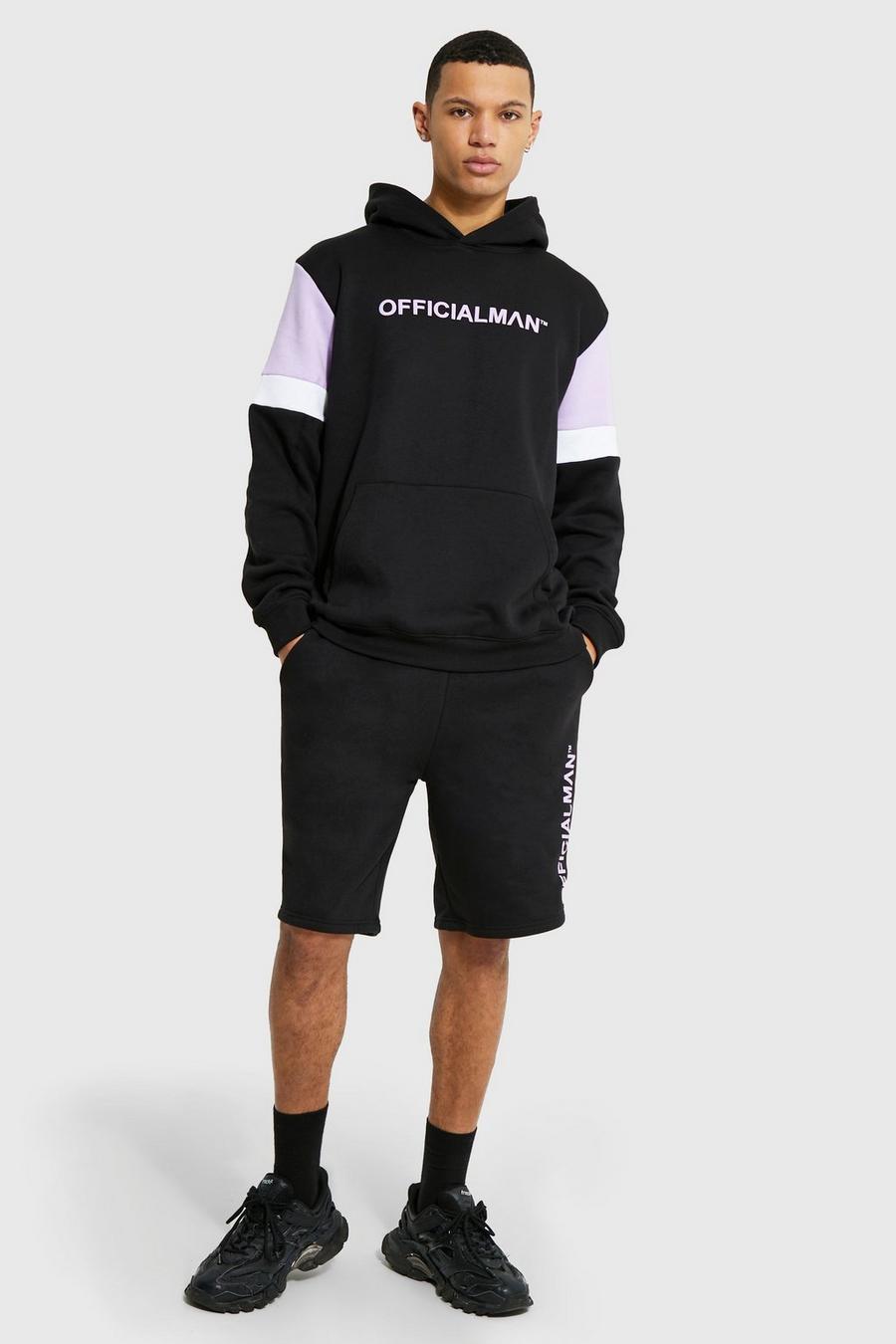 Purple Tall Official Colour Block Short Tracksuit image number 1