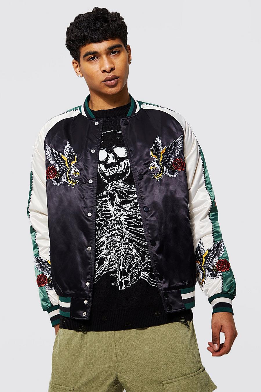 Black nero Limited Edition Eagle Embroidered Bomber
