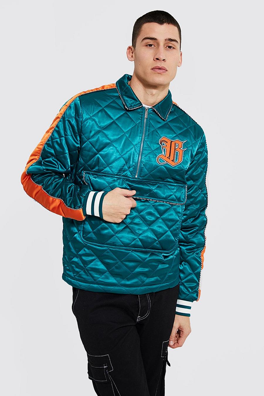 Green Quilted Satin Overhead Jacket image number 1
