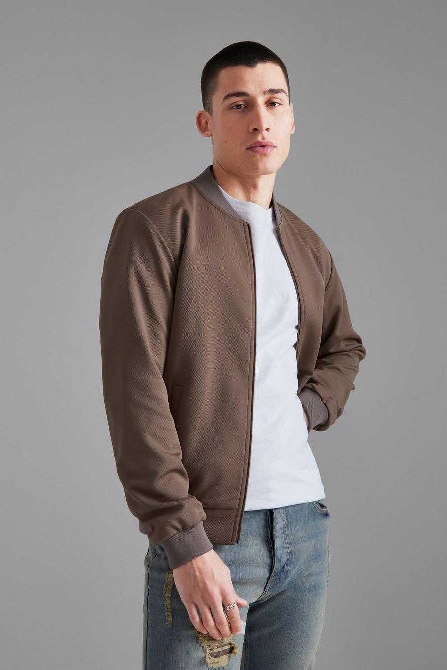 Taupe Smart Mini Textured Bomber image number 1