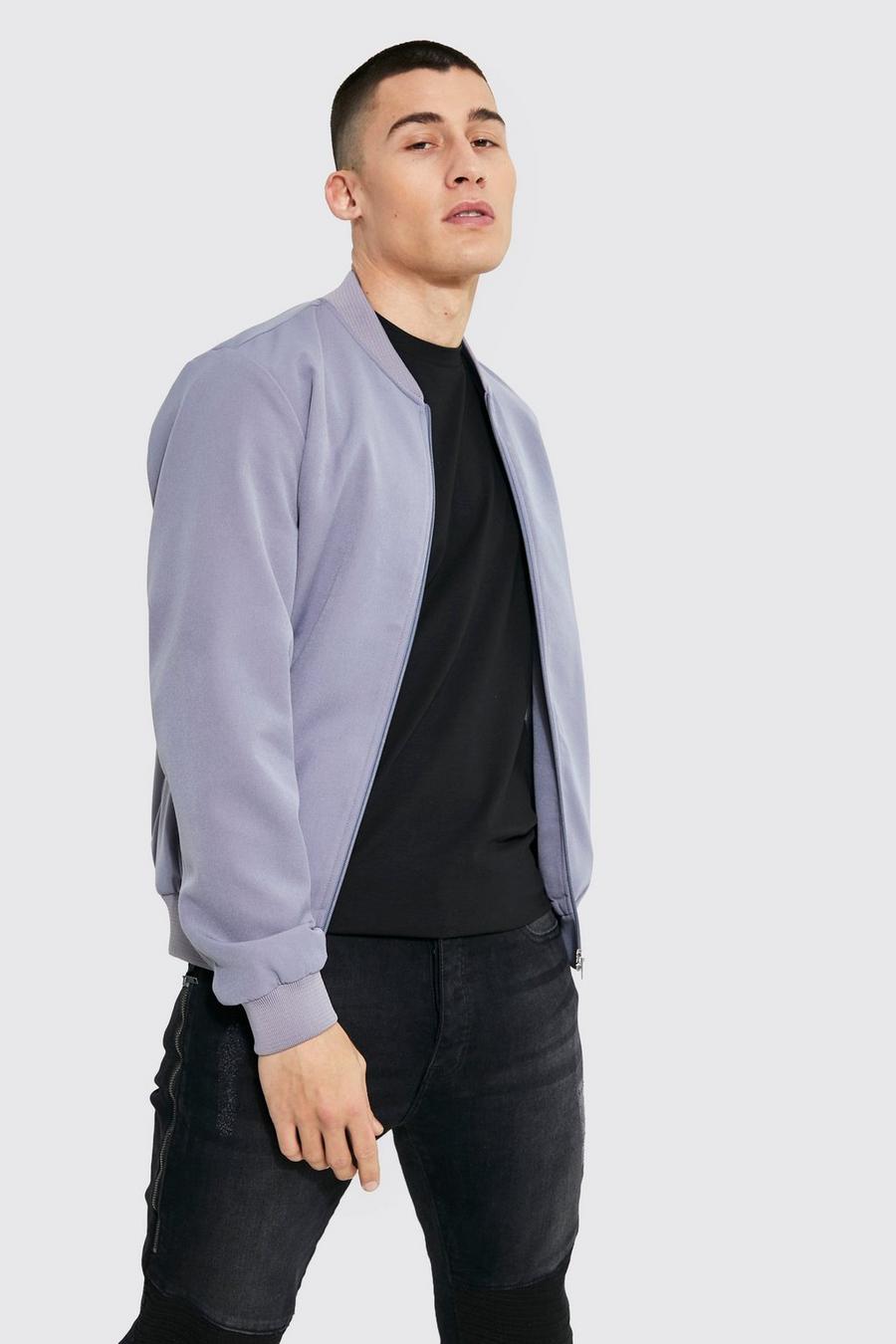 Grey gris Smart Relaxed Bomber Jacket