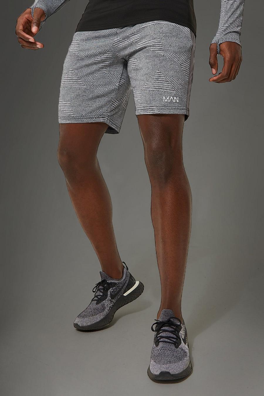 Charcoal grigio Man Active Gym Jacquard Shorts 