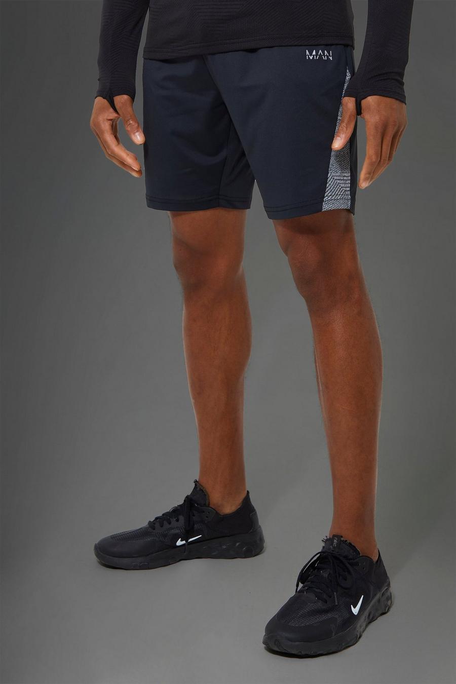 Pantaloncini Man Active Gym con pannelli in jacquard, Black negro