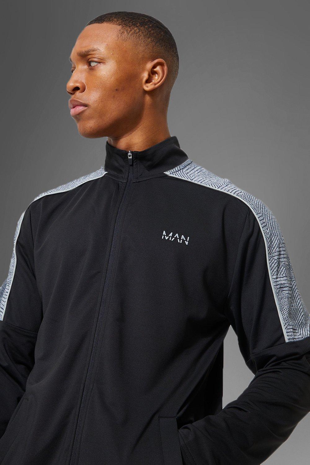 Man Active Gym Jacquard Zip Through Track Jacket