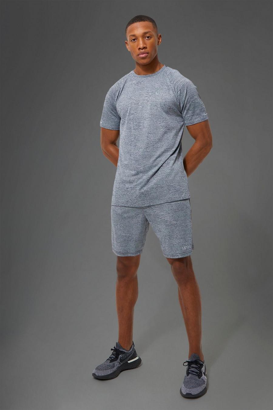 Charcoal grå Man Active Gym Jacquard T-shirt 