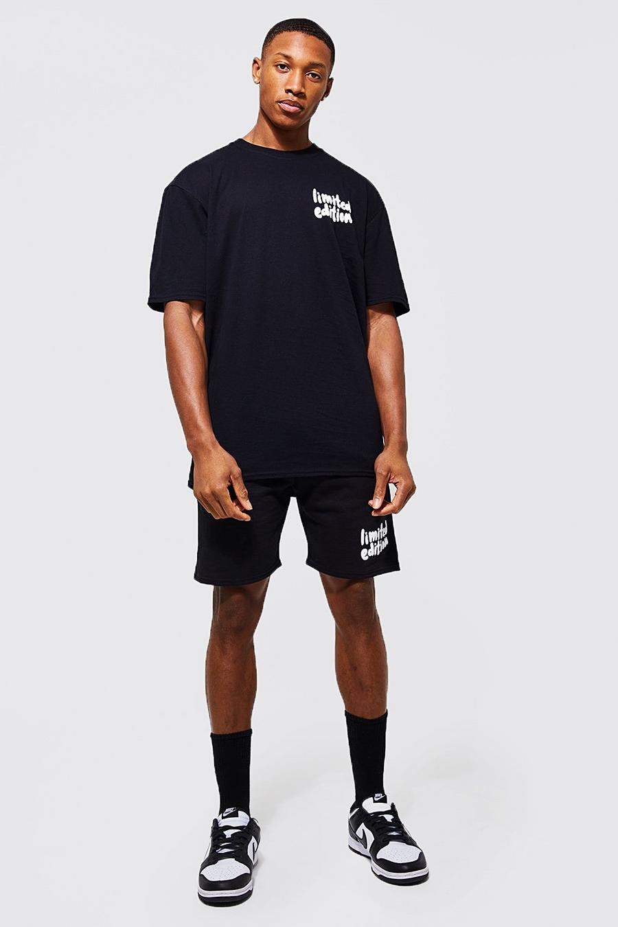 Oversize Limited Edition T-Shirt und Shorts, Black schwarz