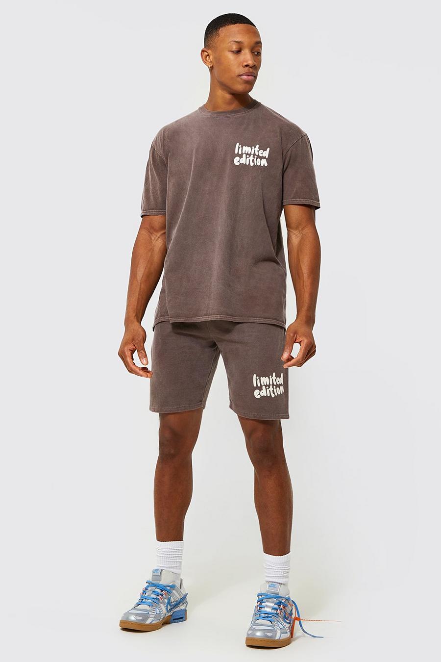 Chocolate brown Loose Fit Limited Edition T-shirt & Short Set