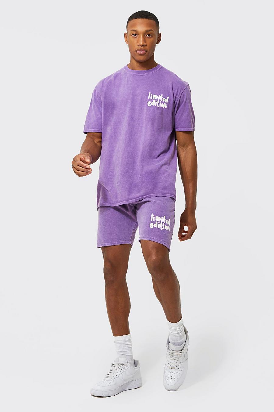 Purple Limited Edition Överfärgad t-shirt och shorts image number 1