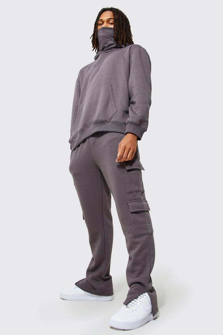 Charcoal Oversized Man Snood Cargo Tracksuit image number 1