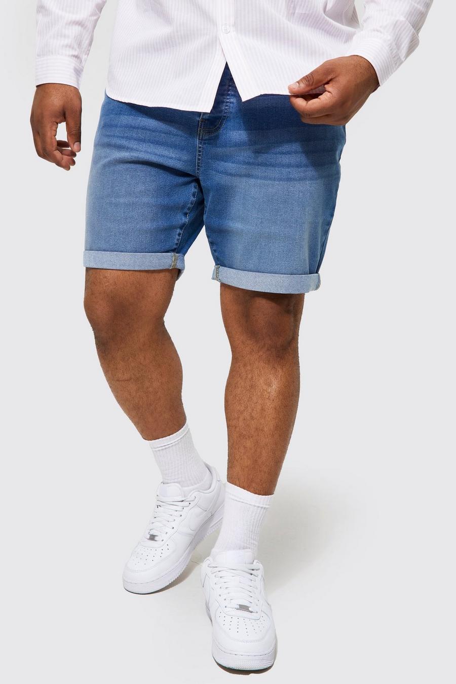 Pantaloncini Plus Size in denim Stretch Skinny Fit, Mid blue azul