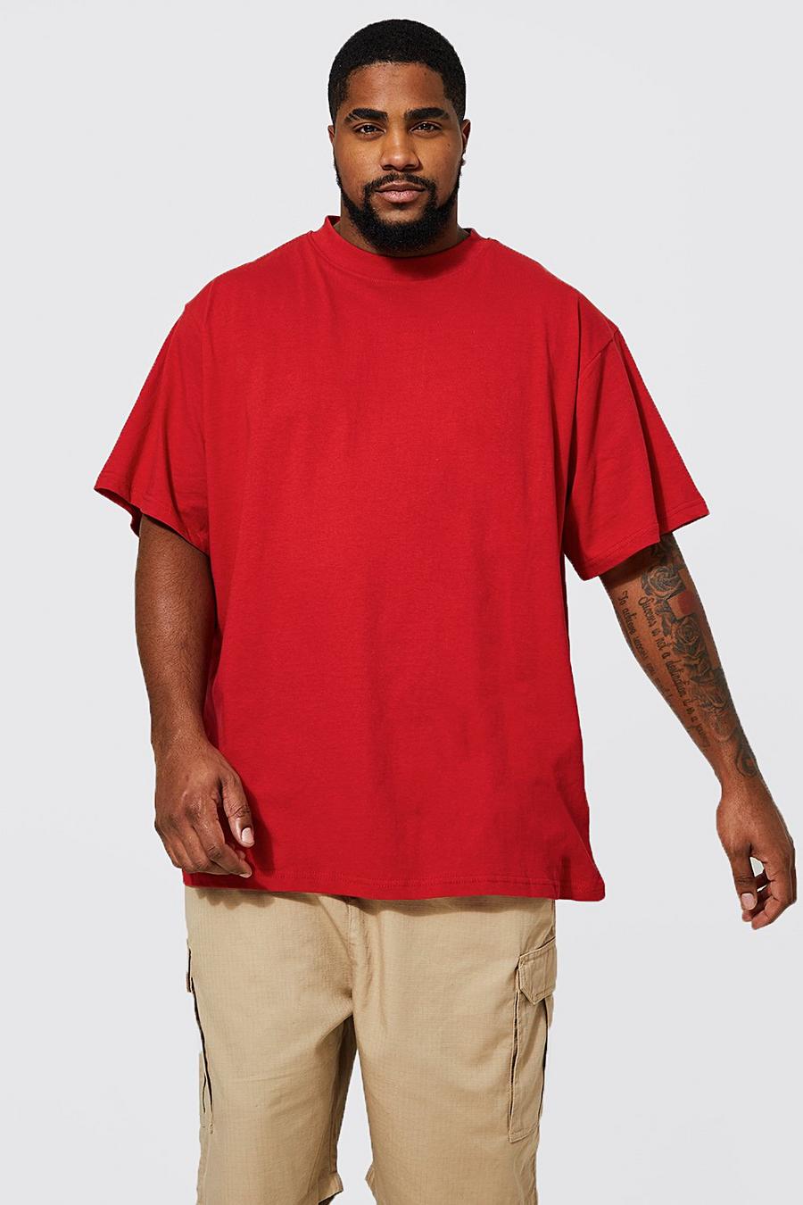 Plus lockeres Basic T-Shirt, Red image number 1