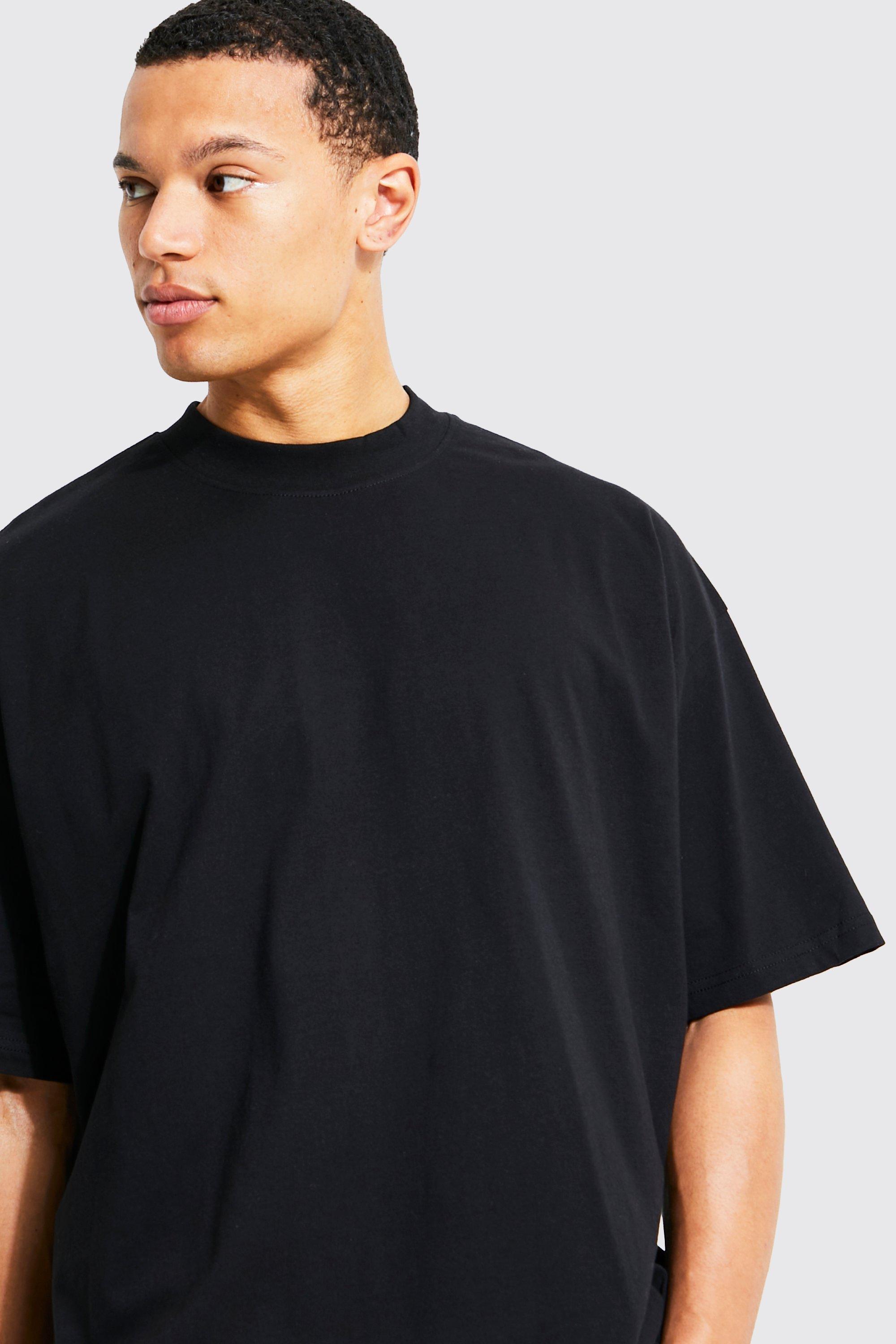 boohooMAN Tall Loose Fit Extended Neck Basic T-shirt - Black - Size M