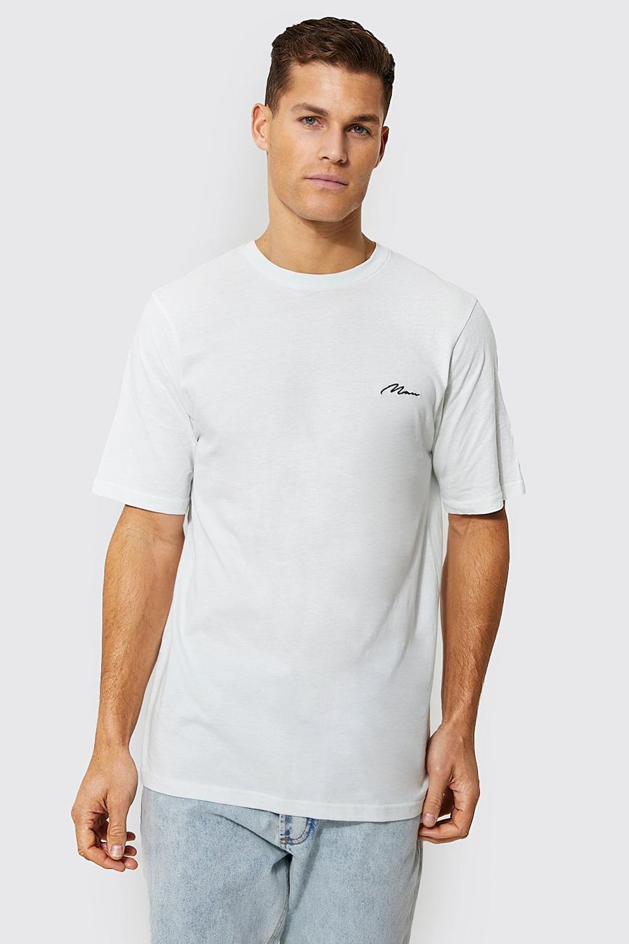 T-shirt Tall Regular Fit con logo e scritta Man, Light blue azul