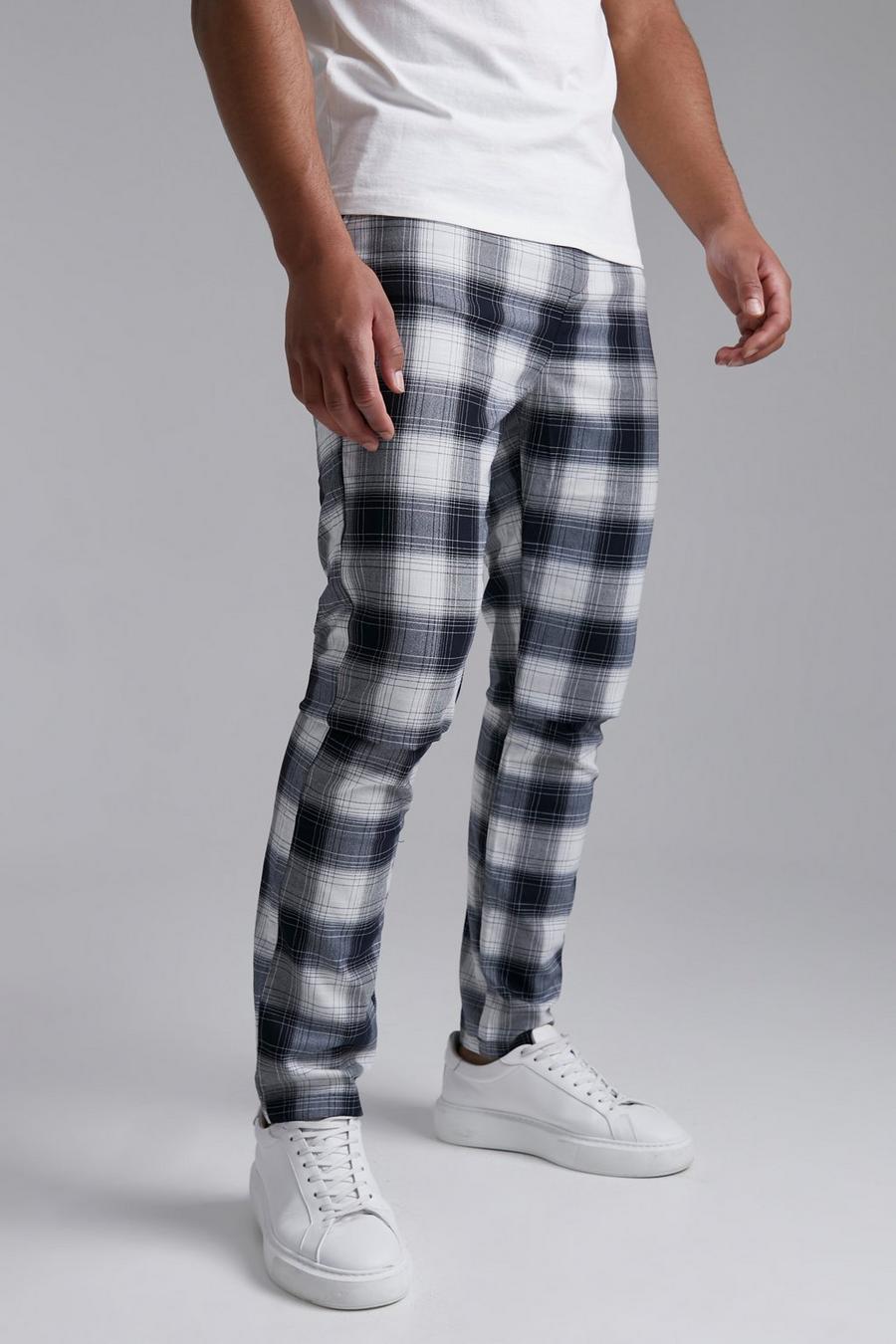 Blue Tall Skinny Elasticated Check Trouser image number 1