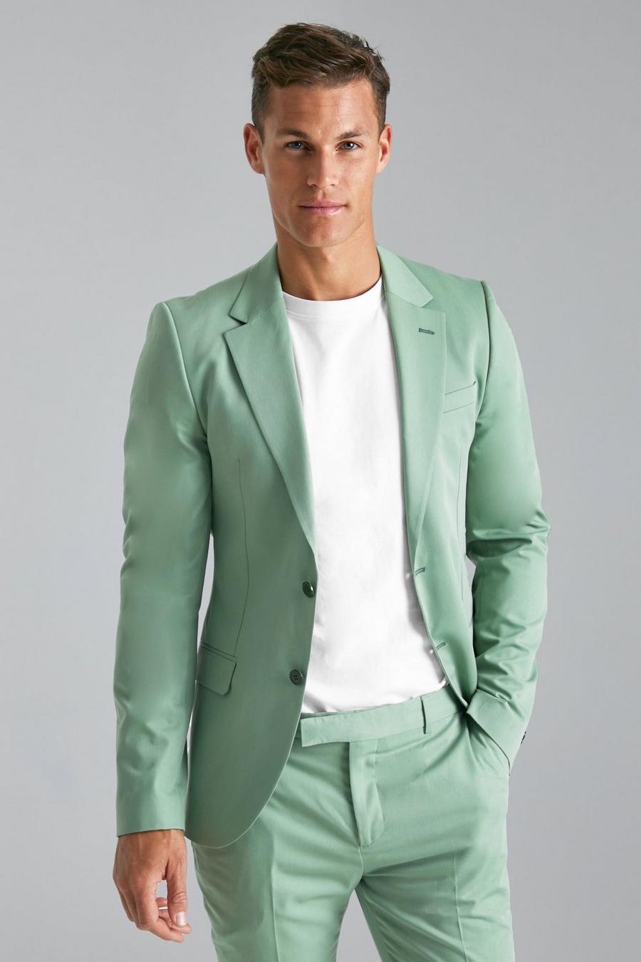 Chaqueta de traje Tall ajustada con botonadura, Sage green