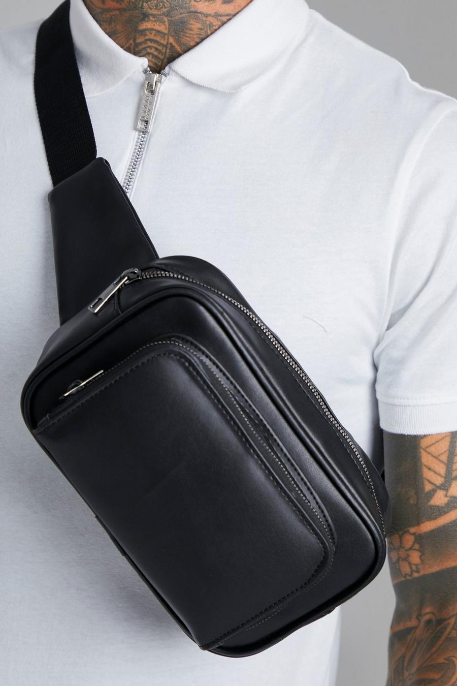 Black Smart Leather Look Bum Bag image number 1
