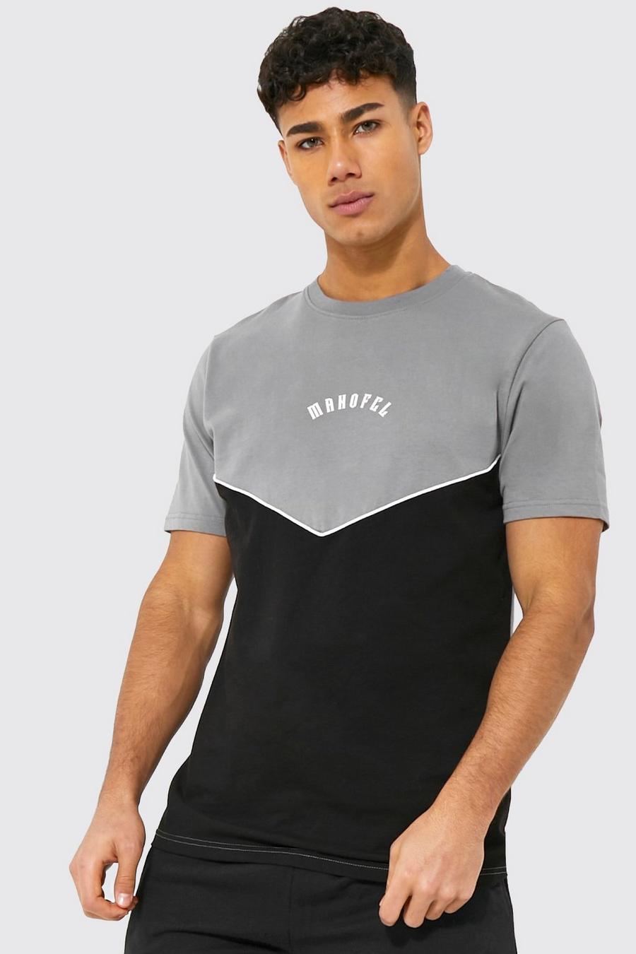 Charcoal grey Man Ofcl Slim Fit Colour Block T-shirt