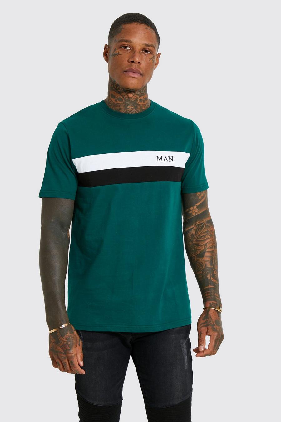 Forest Roman Man Slim Fit Colour Block T-shirt image number 1