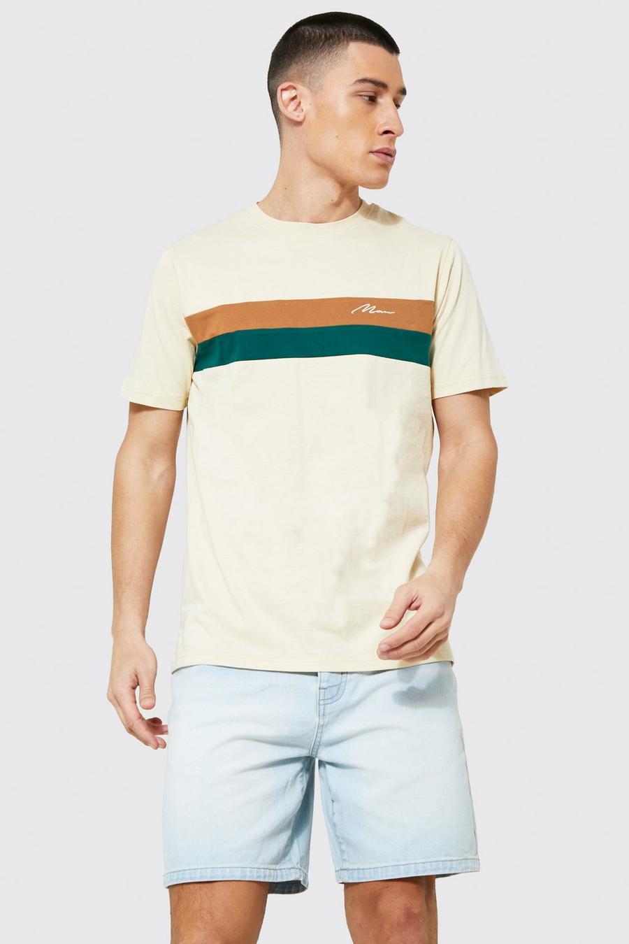 Man Signature Colorblock T-Shirt, Ecru image number 1