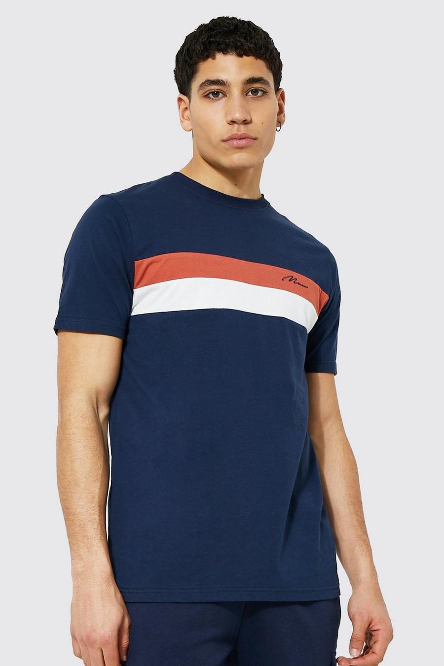 T-shirt effet color block - MAN, Navy image number 1