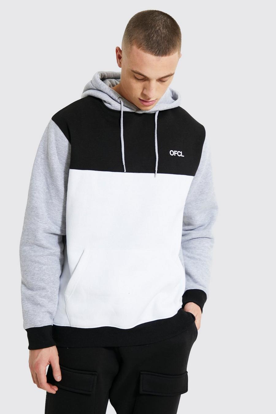 Grey marl Ofcl Colour Block Hoodie image number 1