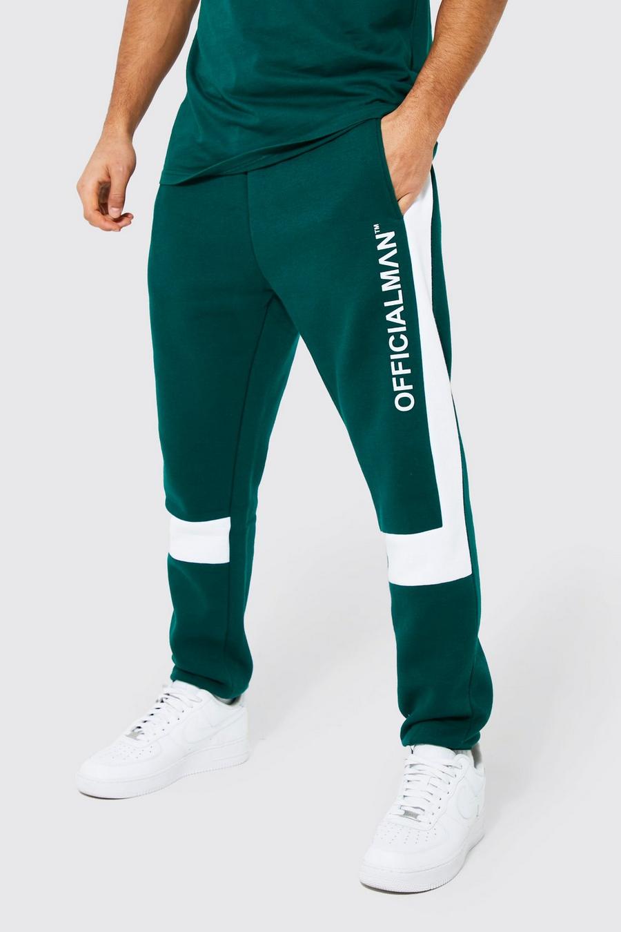 Forest green Slim Official Man Colour Block Joggers