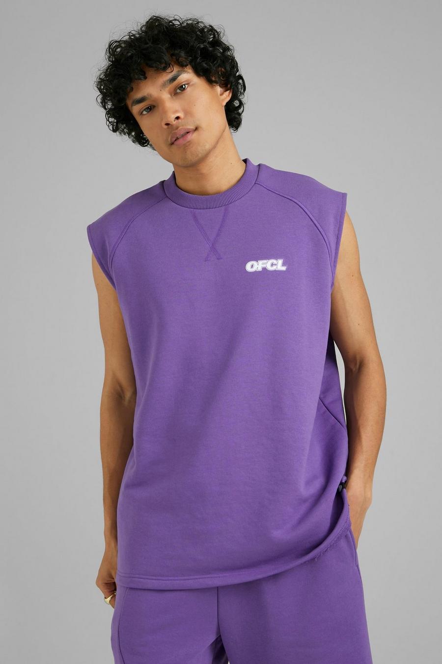 Purple lila Ofcl Oversize ärmlös sweatshirt