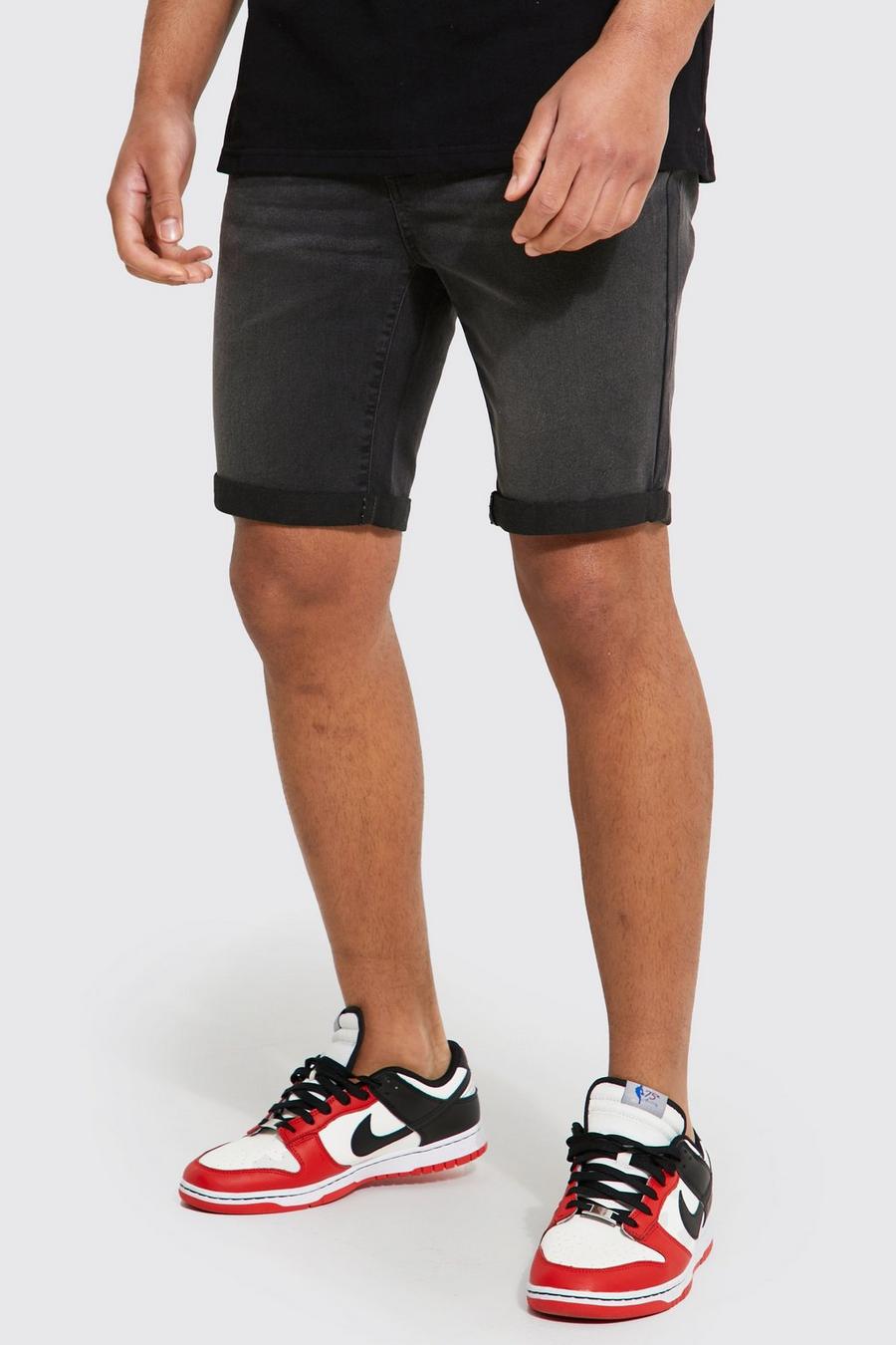 Tall Skinny Stretch Jeansshorts, Charcoal image number 1