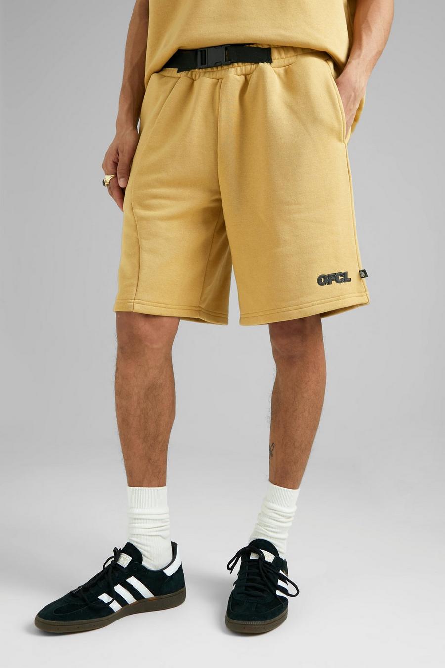 Short de basket en jersey - Ofcl, Taupe beige