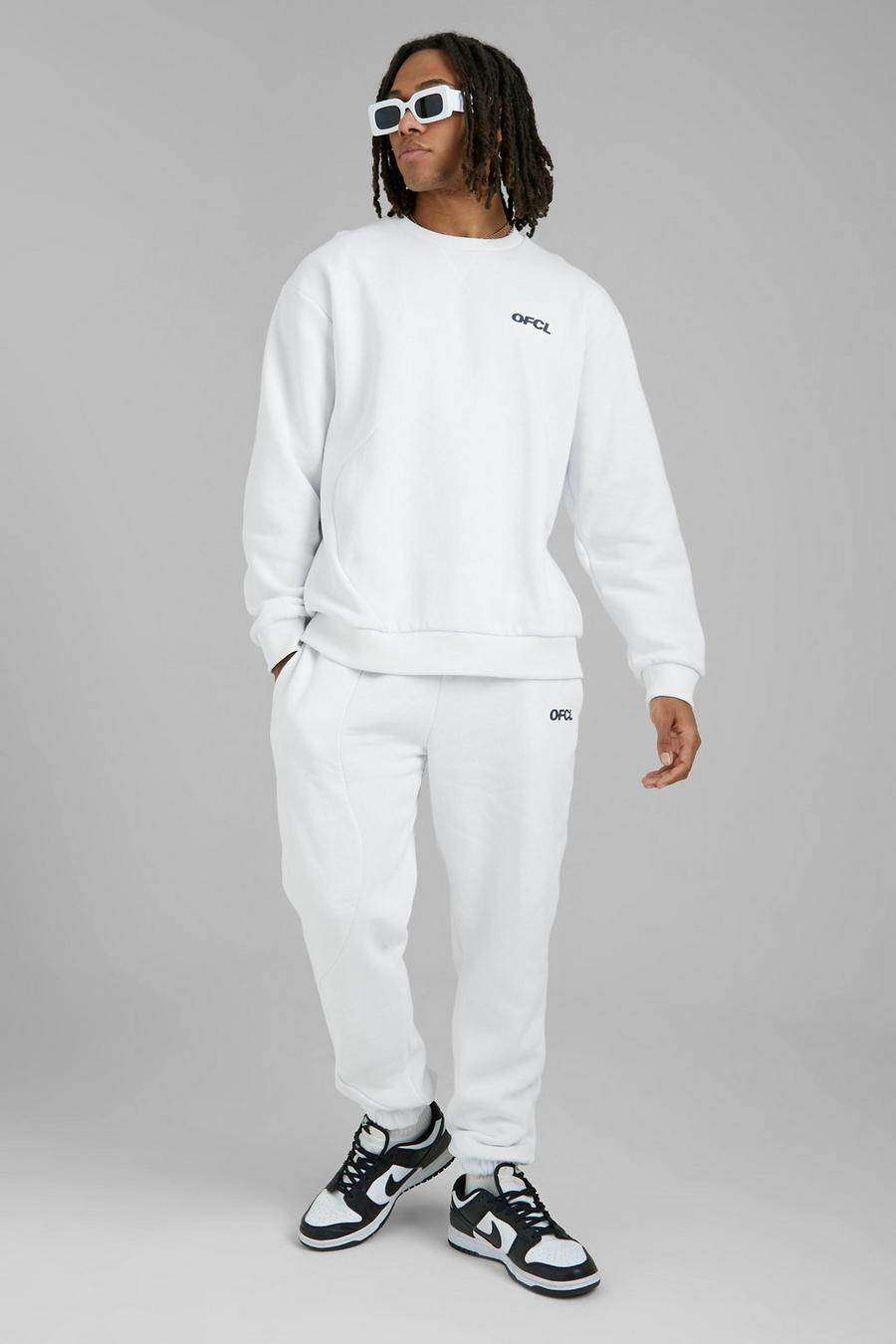 Kurzer Oversize Official Trainingsanzug mit Kapuze, White image number 1