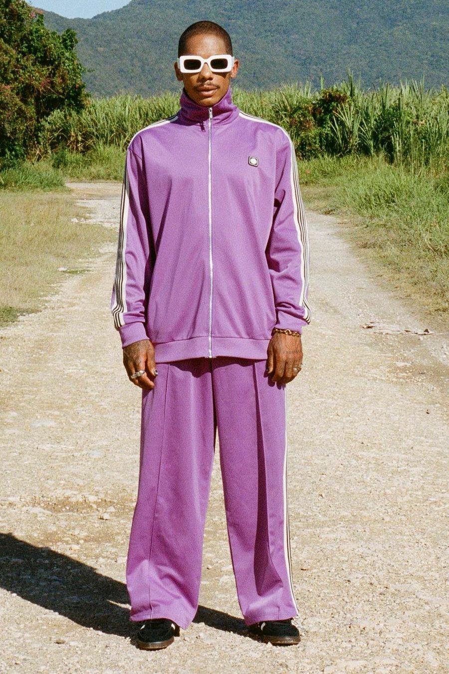 Purple Oversized Tricot Zip Through Funnel Tracksuit image number 1