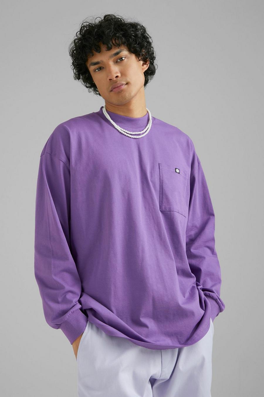 Purple Oversized Dik T-Shirt Met Lange Mouwen image number 1