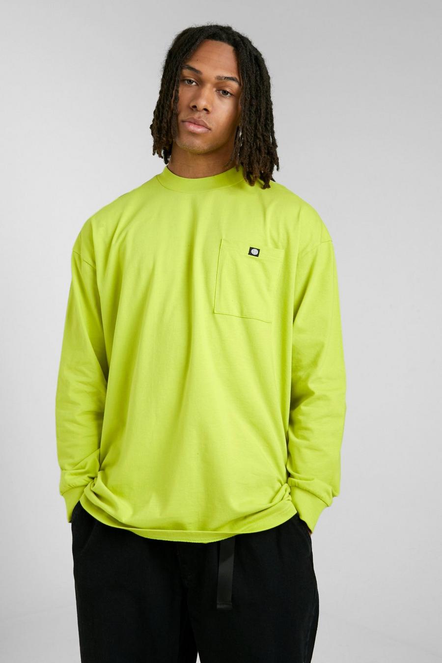Green Oversized Long Sleeve Heavyweight T-shirt image number 1