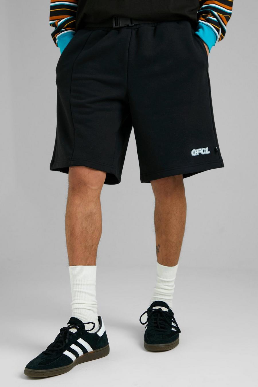 Pantalón corto de baloncesto Ofcl de tela jersey, Black nero