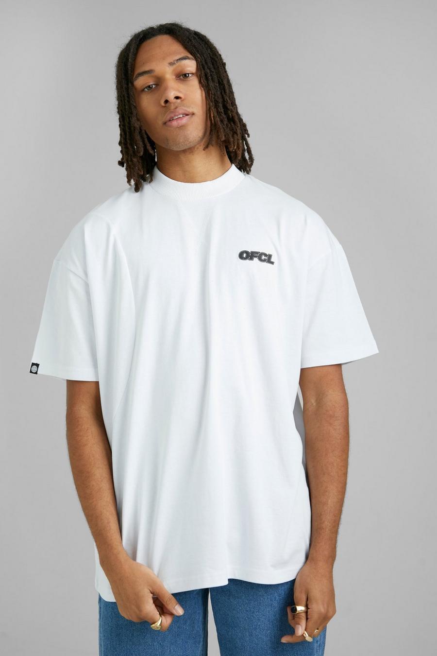 Camiseta oversize con panel Ofcl, White image number 1